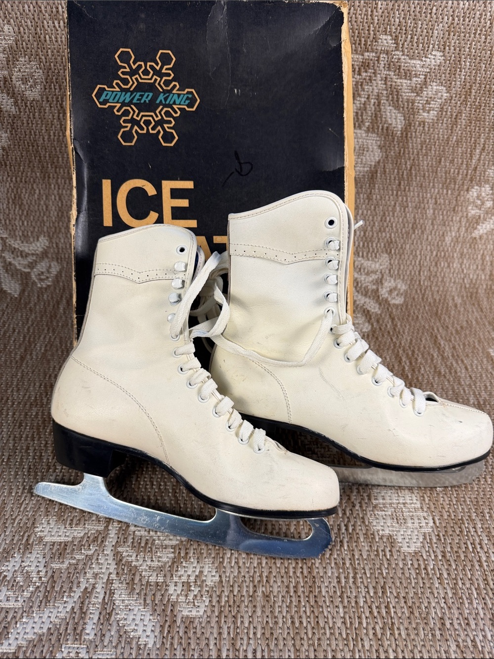 Power King Women's White Ice Skates